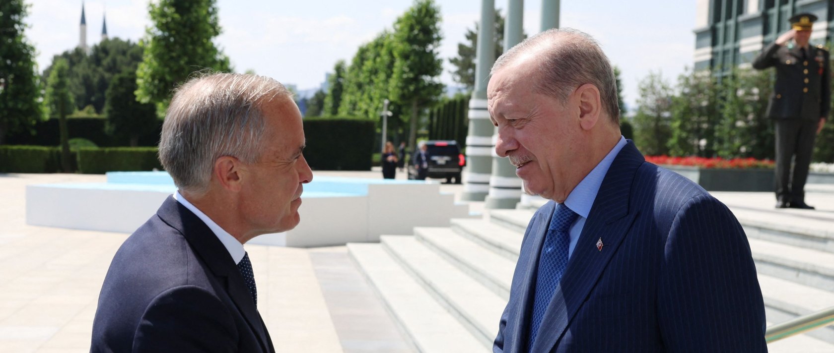 President Recep Tayyip Erdoğan welcomes Canadian Prime Minister Mark Carney at the Presidential Complex, Ankara, Türkiye, July 7, 2026. (AFP Fıle Photo)