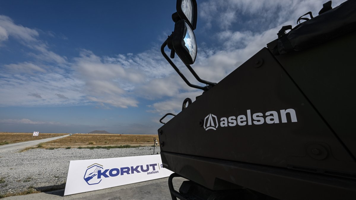 The Aselsan logo is seen on its Korkut air defense system in an undisclosed location, Sept. 24, 2026. (AA Photo)