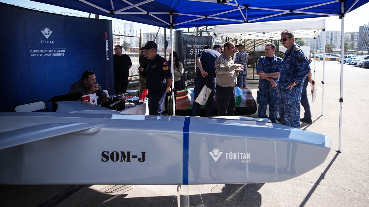 Turkish defense companies showcase their technologies during the Türkiye-hosted Nusret-2026 Invitation Exercise, Izmir, Türkiye, Oct. 7, 2026. (AA Photo)