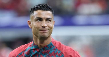 Portugal's Cristiano Ronaldo warms up ahead of the 2026 World Cup round of 16 football match between Portugal and Spain at the Dallas Stadium, Arlington, U.S., July 6, 2026. (AFP Photo)