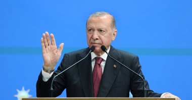 President Recep Tayyip Erdoğan addresses lawmakers of his ruling Justice and Development Party (AK Party), Ankara, Türkiye, Oct. 7, 2026. (AA Photo)