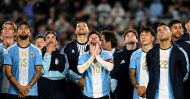 Argentina's Lionel Messi reacts following his final international match against Benin at Estadio Monumental, Buenos Aires, Argentina, Oct. 6, 2026. (Reuters Photo)