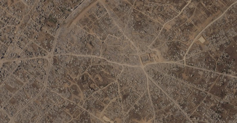 This satellite image taken by Planet Labs PBC on Sept.9, 2026 shows an Israeli military base built on top of the demolished town of Bani Suheila in the southern Gaza Strip. (Planet Labs PBC via AP)