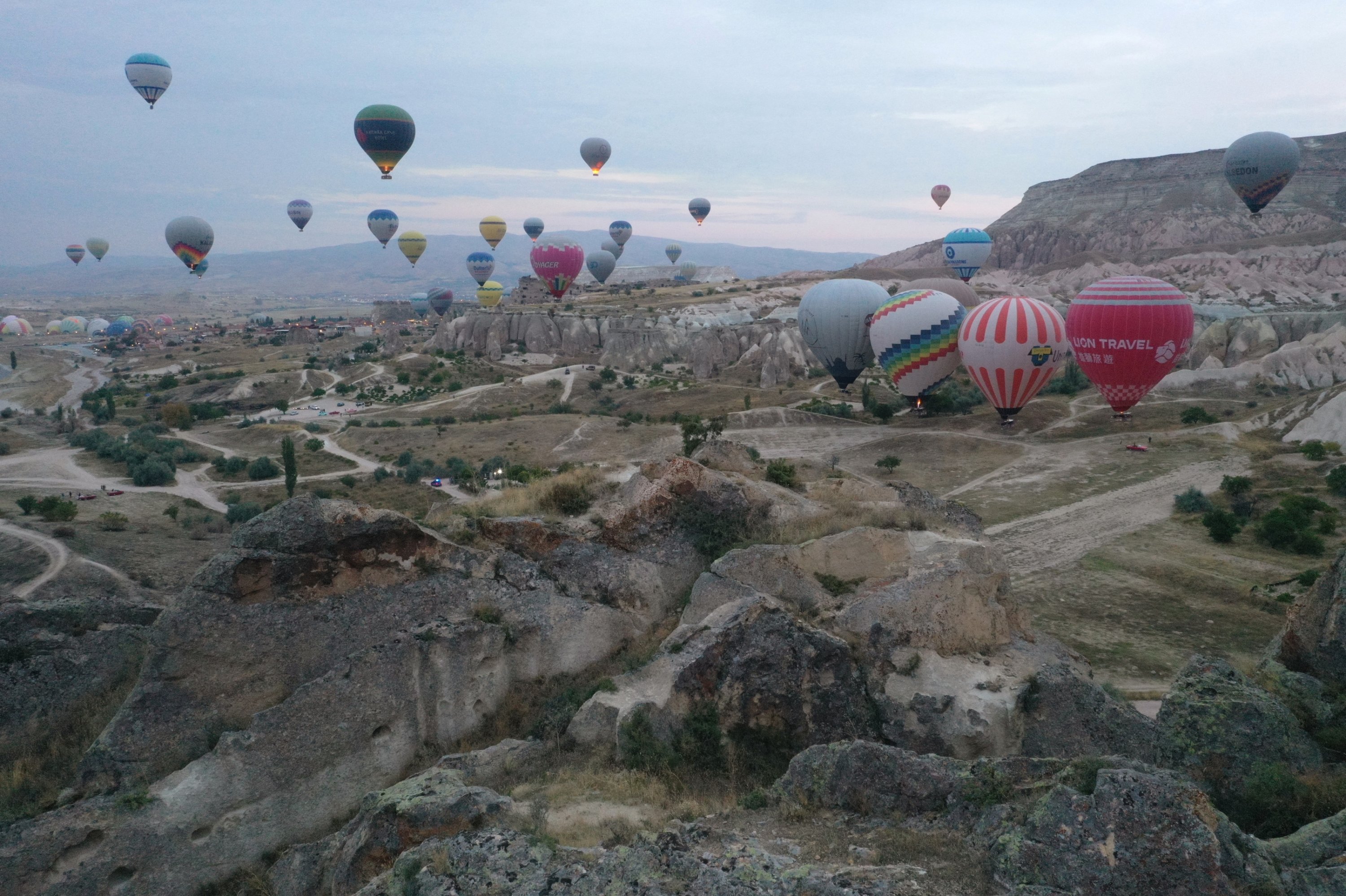 Hot air balloons rise over Cappadocia, central Türkiye, Oct. 6, 2026. (AA Photo)