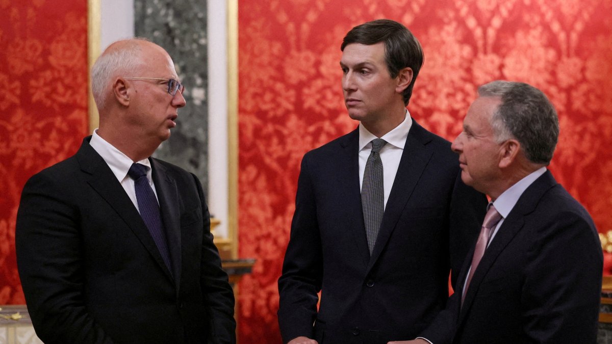 From left to right, Jared Kushner, U.S. President Donald Trump's son-in-law, U.S. Special Envoy Steve Witkoff and Russian presidential envoy Kirill Dmitriev wait before a meeting with Russian President Vladimir Putin at the Kremlin, Moscow, Russia, Sept. 5, 2026. (Reuters Photo)