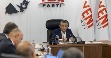 New Party leader Özgür Özel chairs a meeting at the party's headquarters, Ankara, Türkiye, Oct. 7, 2026. (AA Photo)
