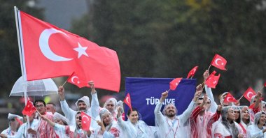 The Turkish Olympic team arrives at the opening ceremony of the 2024 Paris Olympics, Paris, France, on July 26, 2024. (Getty Images Photo)