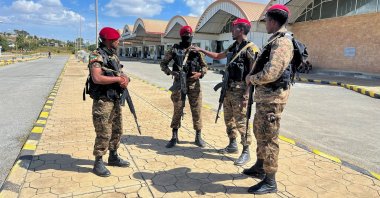 Members of the Republican Guards patrol outside the terminal at the Mekelle Alula Aba Nega International Airport on the outskirts of Mekelle, Tigray Region, Ethiopia, Oct. 7, 2026. (Reuters Photo)