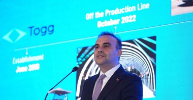 Industry and Technology Minister Mehmet Fatih Kacır speaks during the ACE BPSC 2026 summit, Istanbul, Türkiye, Oct. 7, 2026. (AA Photo)