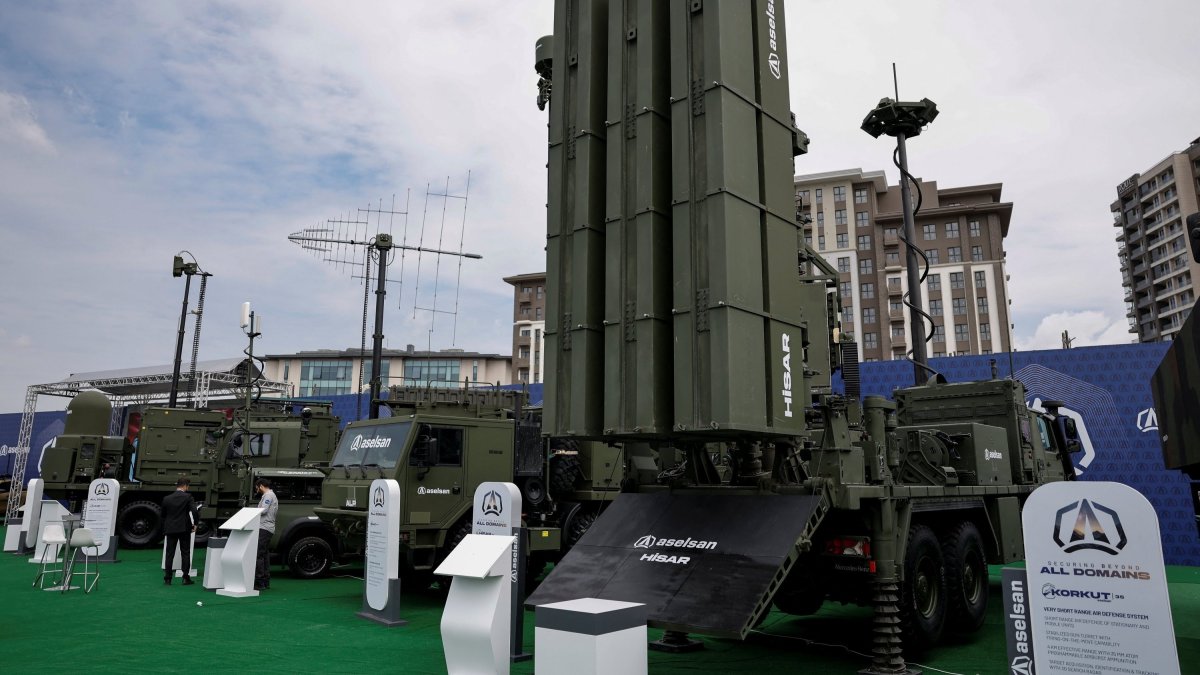 Systems developed by Aselsan are displayed at the SAHA 2026 International Defense and Aerospace Exhibition, Istanbul, Türkiye, May 5, 2026. (Reuters Photo)