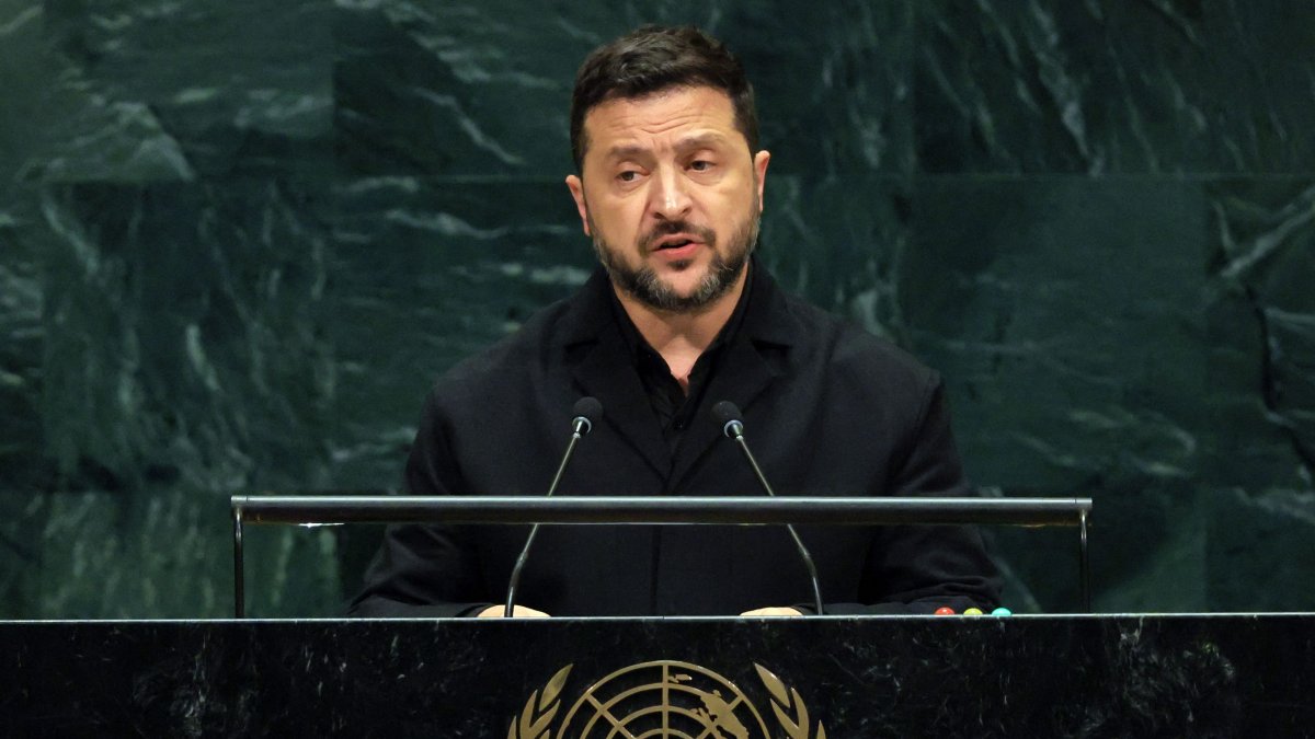 Ukraine's President Volodymyr Zelenskyy speaks during the 81st session of the United Nations (U.N.) General Assembly at U.N. Headquarters, New York City, U.S., Sept. 23, 2026. (AFP Photo)