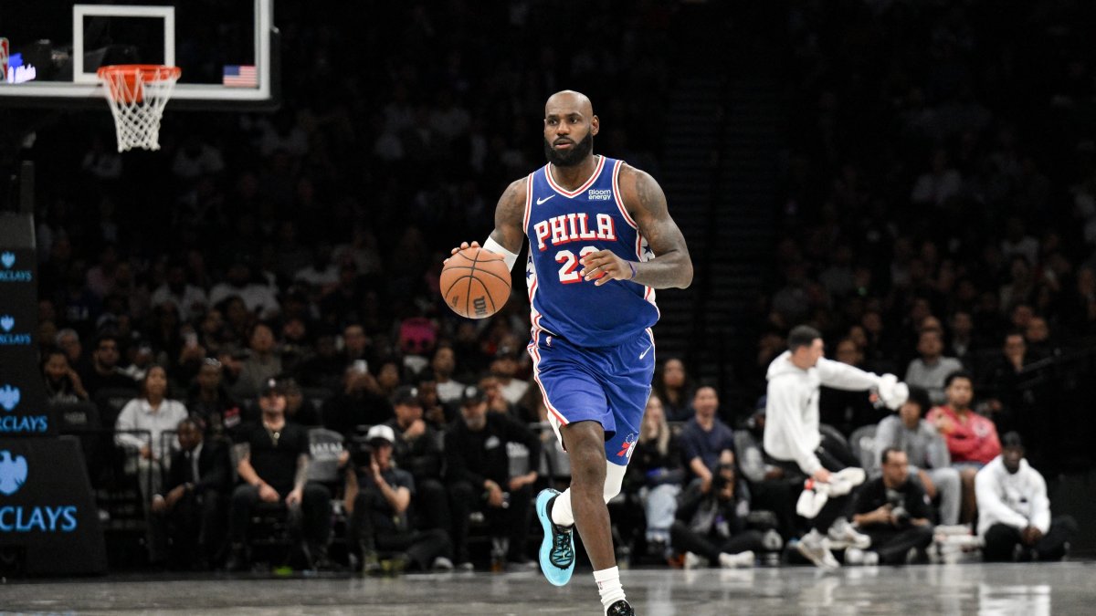 Philadelphia 76ers' LeBron James during the first half against the Brooklyn Nets at Barclays Center, Brooklyn, U.S., Oct. 8, 2026. (Reuters Photo)