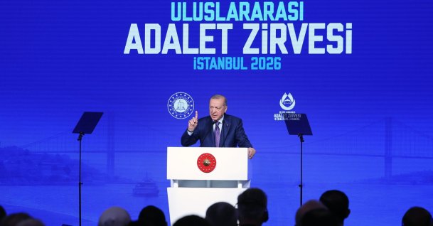 President Recep Tayyip Erdoğan delivers a speech at the International Justice Summit, Istanbul, Türkiye, Oct. 9, 2026. (DHA Photo)
