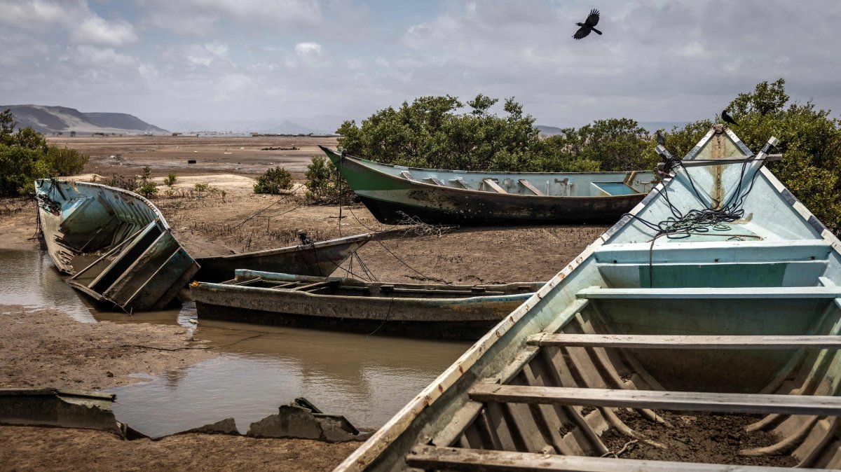 Boats seized from smugglers attempting to transport migrants to Yemen are stored at a Coast Guard post in Khor Angar, Djibouti, April 12, 2026. (AFP Photo)