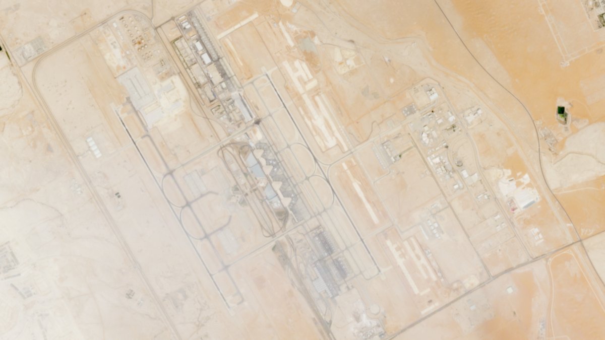 A satellite image of King Khalid Airport, the day after Yemen's Iran-backed Houthis said they attacked the airport, in Riyadh, Saudi Arabia, Oct. 11, 2026. (Reuters Photo)