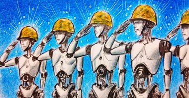 "AI is positioned in the Russia-Ukraine war not as the 'decision-maker' but as a decision-support element." (Illustration by Erhan Yalvaç)