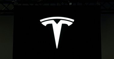 The Tesla logo at the Viva Technology conference, dedicated to innovation and startups, Paris, France, June 12, 2025. (Reuters Photo)