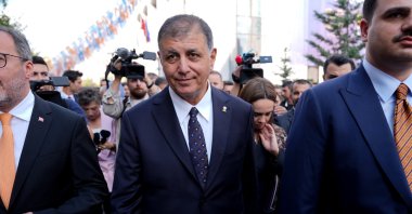 Izmir Mayor Cemil Tugay arrives at the AK Party headquarters, Ankara, Türkiye, Oct. 7, 2026. (AA Photo)