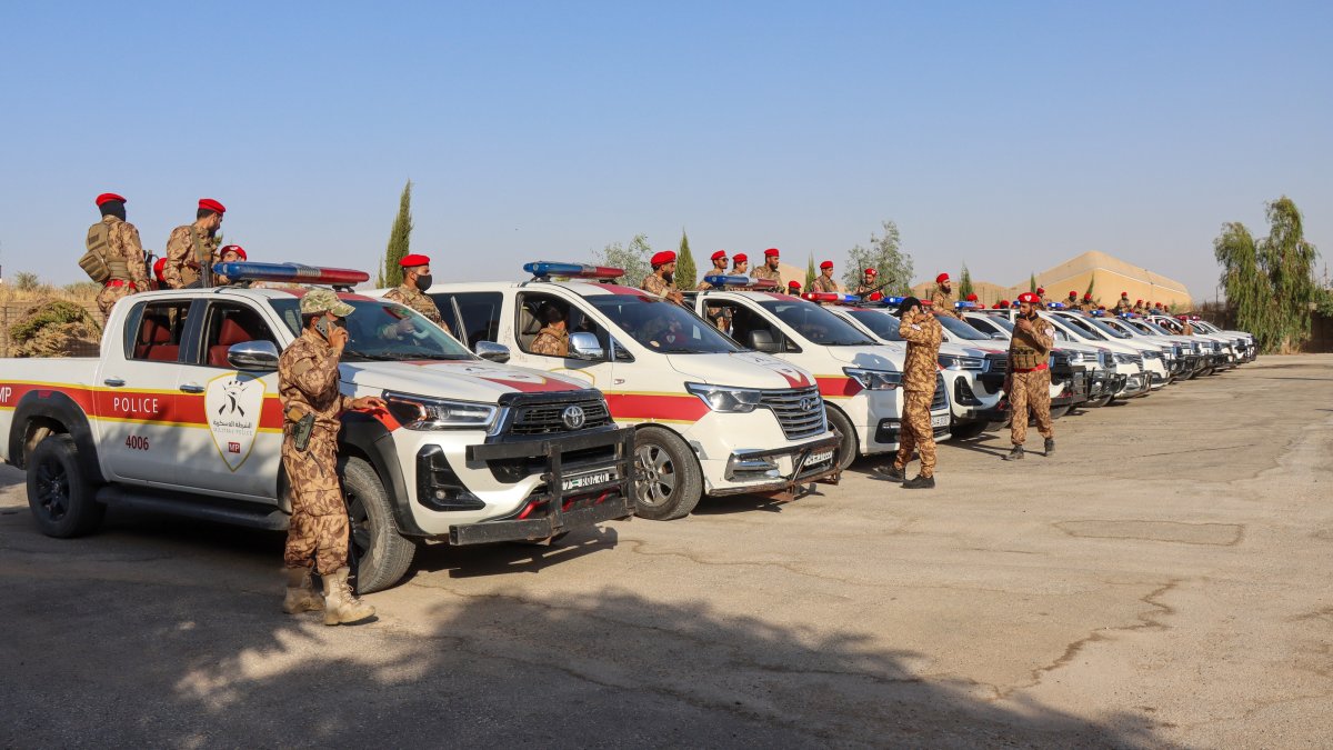 Police units affiliated with the Syrian Ministry of Defense are carrying out their duties in the al-Hasakah provincial center, which was previously under the occupation of the YPG terrorist organization, al-Hasakah, Syria, Sept. 22, 2026. (AA Photo)