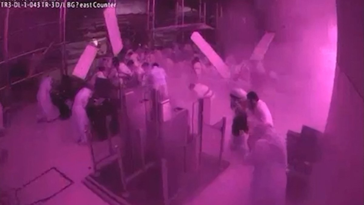 This screen grab taken from CCTV footage released by the Saudi Media Ministry on Oct. 11, 2026, shows the moment Riyadh International was hit by a Houthi strike on Oct. 10, 2026. (AFP Photo)