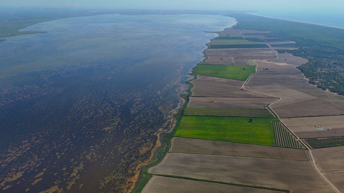 An aerial view of Akyatan Lagoon, Adana, Türkiye Oct. 12, 2026. (IHA Photo)