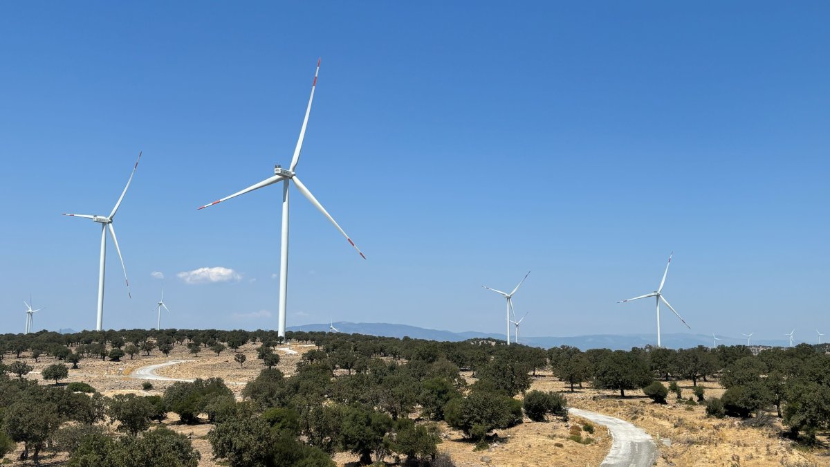 Wind turbines are seen at a wind farm, Izmir province, western Türkiye, Aug. 19, 2025. (Reuters Photo)