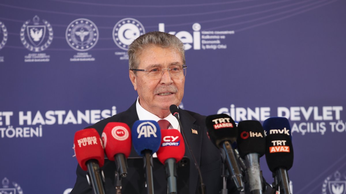 Turkish Cypriot Prime Minister Ünal Üstel speaks at an event, Lefkoşa (Nicosia), TRNC, Oct. 2, 2026. (AA Photo)