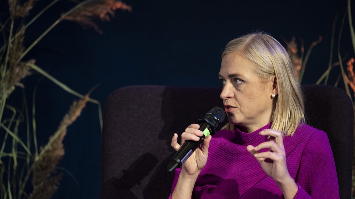 Finland's Foreign Minister Elina Valtonen attends the session 'Frontline States and the Future of Security and Preparedness' during the Helsinki Security Forum (HSF) 2026 in Helsinki, Finland, Oct. 2, 2026. (EPA Photo)