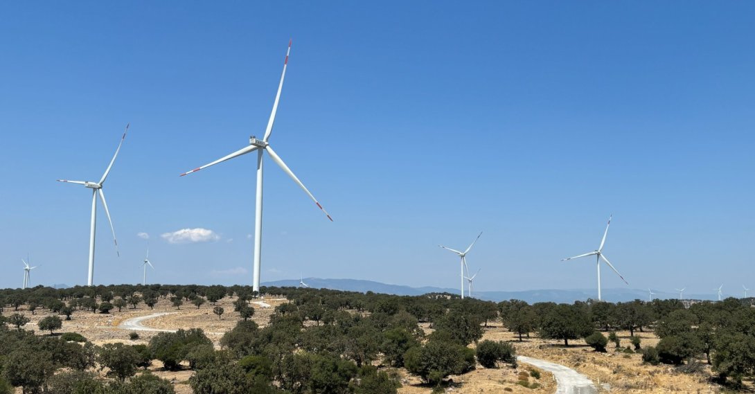 Wind turbines are seen at a wind farm, Izmir province, western Türkiye, Aug. 19, 2025. (Reuters Photo)
