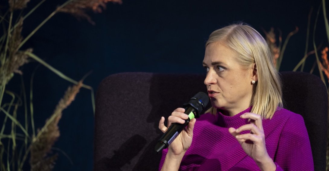 Finland's Foreign Minister Elina Valtonen attends the session 'Frontline States and the Future of Security and Preparedness' during the Helsinki Security Forum (HSF) 2026 in Helsinki, Finland, Oct. 2, 2026. (EPA Photo)
