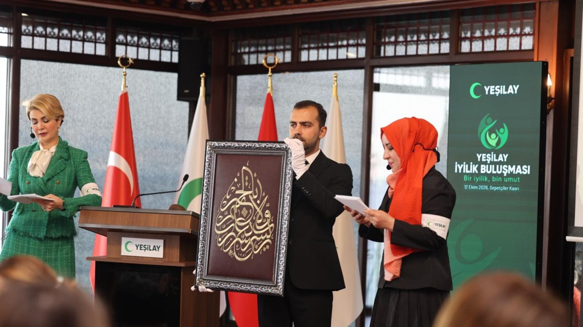 One of the paintings put up for auction during a charity event organized by the Green Crescent Society, Istanbul, Türkiye, Oct. 12, 2026. (AA Photo)