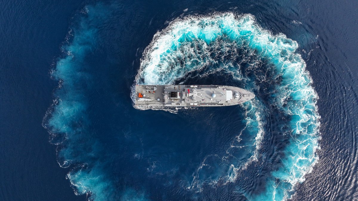 A view of the exercise, off the coast of Foça, Izmir, western Türkiye, Oct. 13, 2026. (AA Photo)