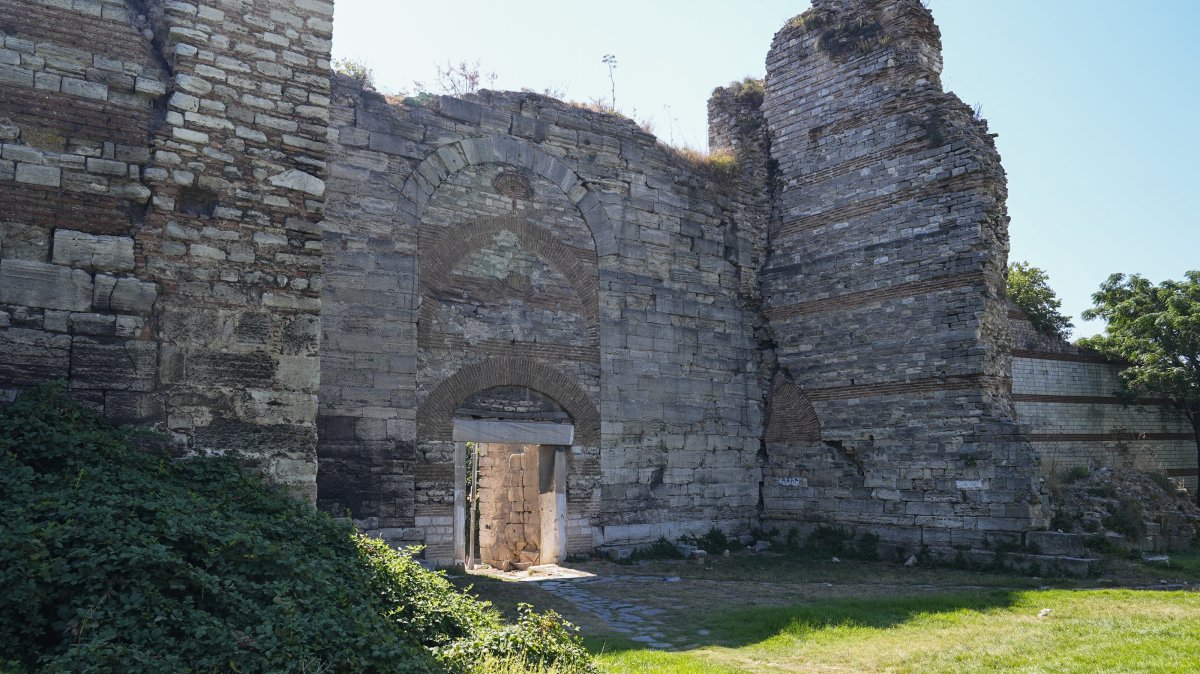 A general view of Sulukule Gate, which dates to the Byzantine period, Istanbul, Türkiye, Oct. 13, 2026. (AA Photo)