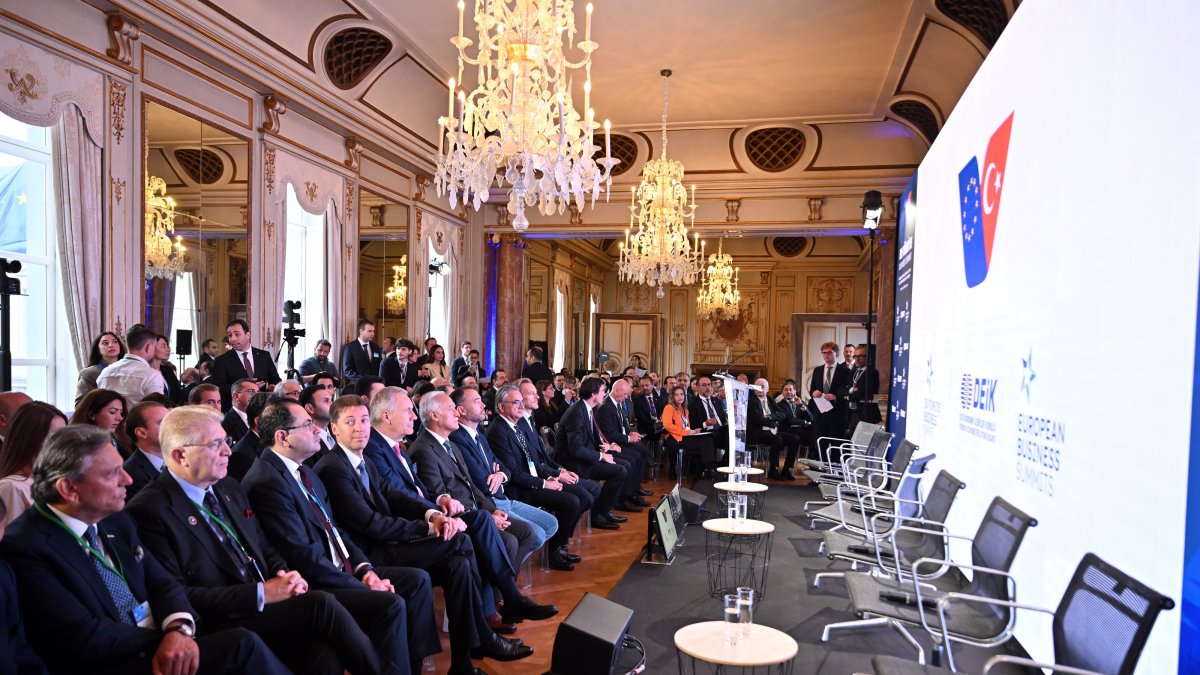 Businesspeople and diplomats during the EU-Türkiye Business Summit in Brussels, Belgium, Oct. 13, 2026. (AA Photo)