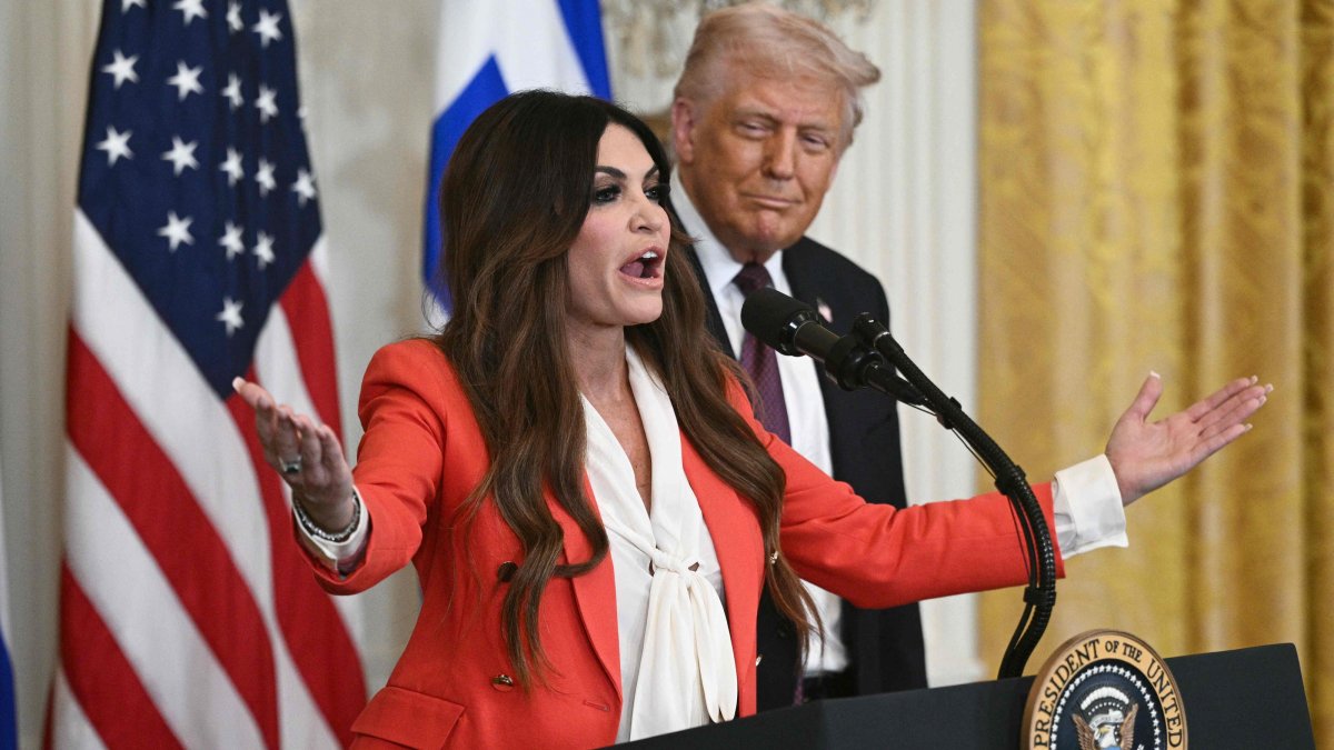 Kimberly Guilfoyle, then nominee to be the American ambassador to Greece, speaks alongside U.S. President Donald Trump, during a Greek Independence Day celebration in the East Room of the White House in Washington, D.C., U.S., March 24, 2025. (AFP File Photo)