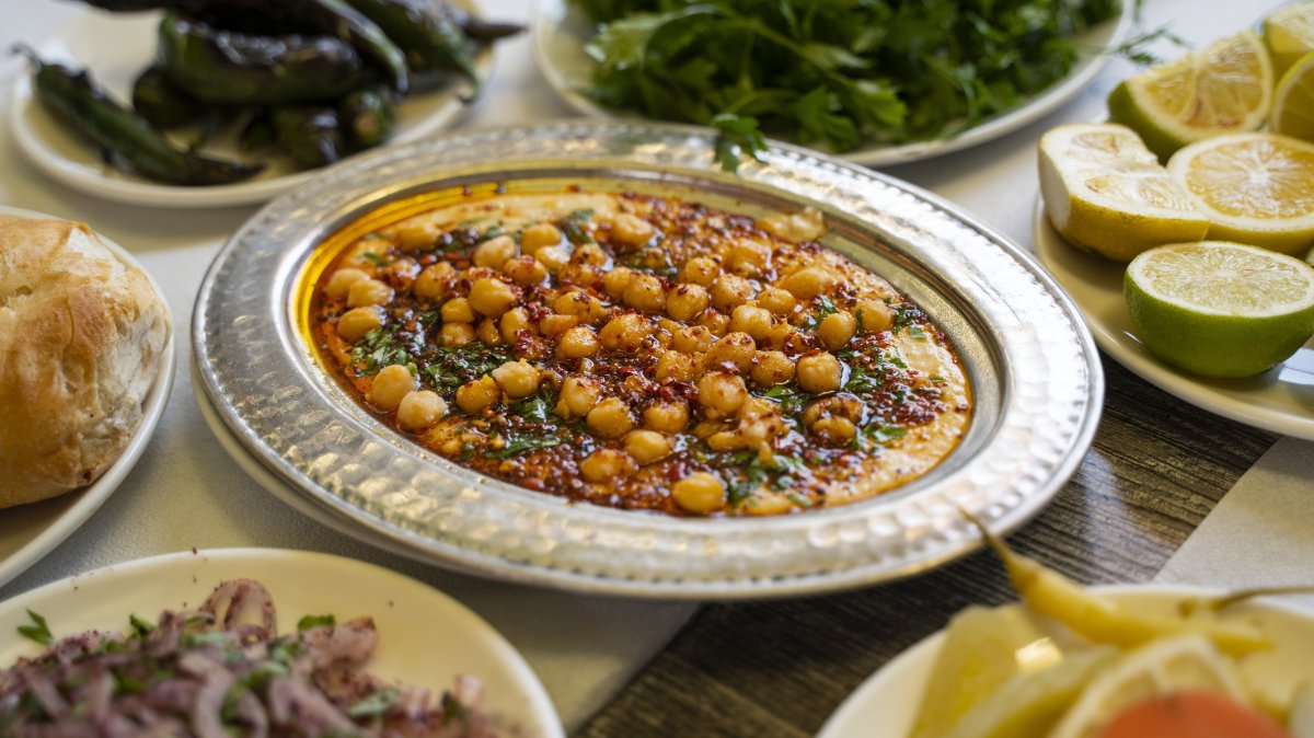 A table set with traditional food from Gaziantep region, Türkiye. (Getty Images Photo)