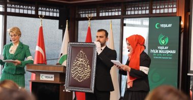 One of the paintings put up for auction during a charity event organized by the Green Crescent Society, Istanbul, Türkiye, Oct. 12, 2026. (AA Photo)