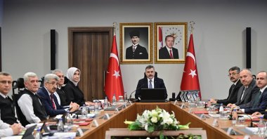 Interior Minister Mustafa Çiftçi chairs a security meeting on strengthening school safety, Ankara, Türkiye, Oct. 11, 2026. (AA Photo)
