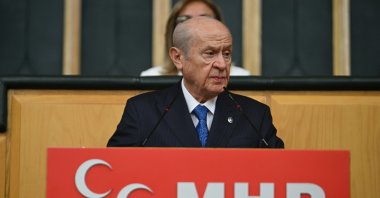 MHP leader Devlet Bahçeli speaks at the parliamentary group meeting of his party in Ankara, Türkiye, Oct. 13, 2026. (AA Photo)