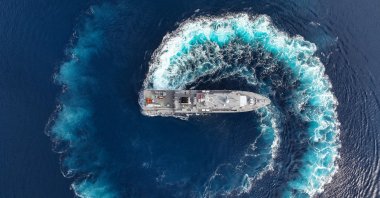 A view of the exercise, off the coast of Foça, Izmir, western Türkiye, Oct. 13, 2026. (AA Photo)