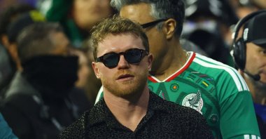 Mexican Boxer Canelo Alvarez inside the stadium during the 2026 FIFA World Cup round of 16 match between Mexico and England at Estadio Azteca, Mexico City, Mexico, July 5, 2026. (Reuters Photo)