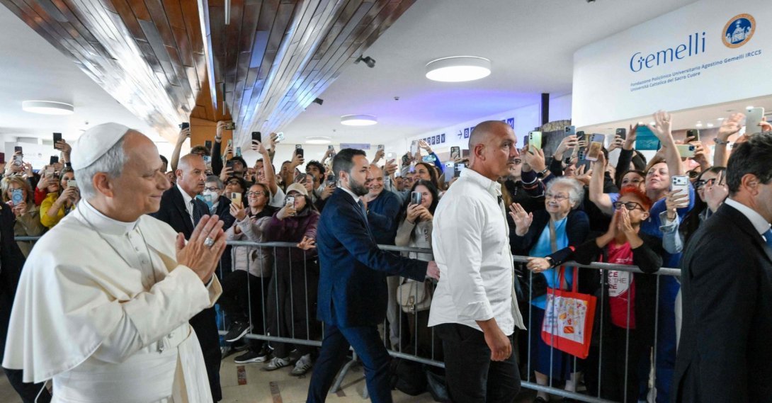 Pope Leo XIV arrives at Rome's Gemelli University Hospital ahead of an operation to remove a lump from his lung, Oct. 13, 2026. (Vatican Media Handout via AFP) 