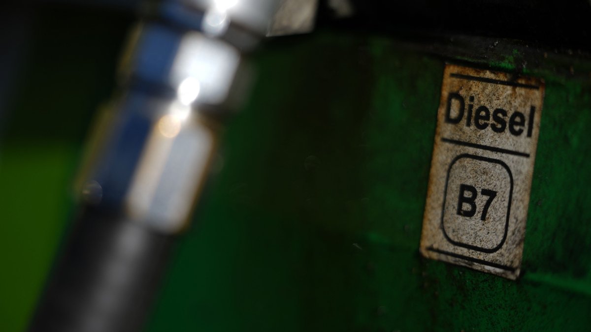 A B7 label is pictured on a diesel fuel pump at a BP petrol station in Tunbridge Wells, Kent, U.K., Oct. 13, 2026. 