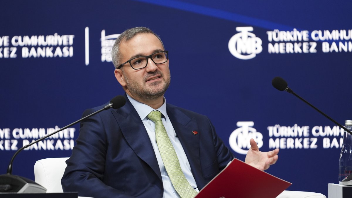 Central Bank of the Republic of Türkiye (CBRT) Governor Fatih Karahan speaks during the Istanbul Economic Forum, Istanbul, Türkiye, Oct. 8, 2026. (AA Photo)