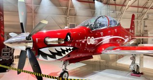 A Hürkuş-II trainer aircraft is seen at the Turkish Aerospace Industries facility in Ankara, Türkiye, Sept. 28, 2026. (AA Photo)