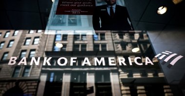 A Bank of America logo is seen on the entrance to a Bank of America financial center in New York City, U.S., July 11, 2023. (Reuters Photo)