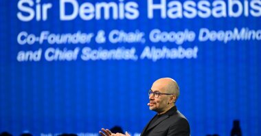 Demis Hassabis, co-founder and chair of Google DeepMind, at the International AI Summit, the Royal Dublin Society (RDS), Dublin, Ireland, Oct. 14, 2026. (EPA Photo)