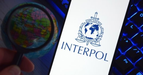 The smartphone with the Interpol logo displayed on the screen, Kharkiv, Ukraine, Sept. 15, 2025. (Shutterstock Photo)