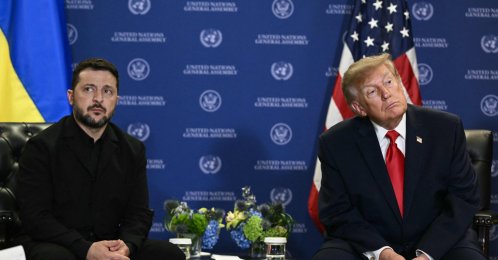 Ukraine's President Volodymyr Zelenskyy looks on during a bilateral meeting with U.S. President Donald Trump on the sidelines of the 81st United Nations General Assembly in New York, Sept. 22, 2026. (AFP File Photo)
