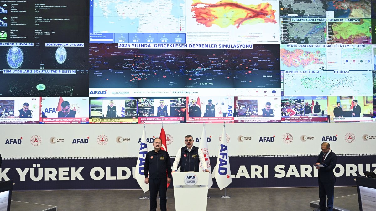 Interior Minister Mustafa Çiftçi speaks to the press at the Disaster and Emergency Management Authority (AFAD) headquarters, Ankara, Türkiye, Oct. 15, 2026. (AA Photo)
